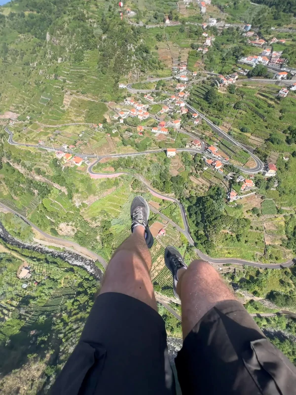 POV from zipline over Madeira valley